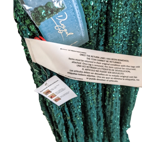 Mac Duggal Emerald Green Sequined Plunging Surplice Evening Gown Size 8 - Picture 13 of 14